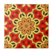 Red Yellow & Orange Boho Mosaic Geometric Pattern タイル (正面)