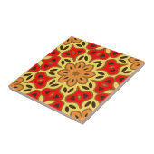 Red Yellow & Orange Boho Mosaic Geometric Pattern タイル (側面)