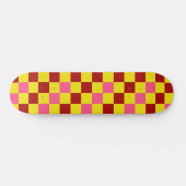 Red Yellow Pink Checkered Pattern Design  スケートボード (横)