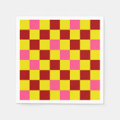 Red Yellow Pink Checkered Pattern Design スタンダードカクテルナプキン (正面)