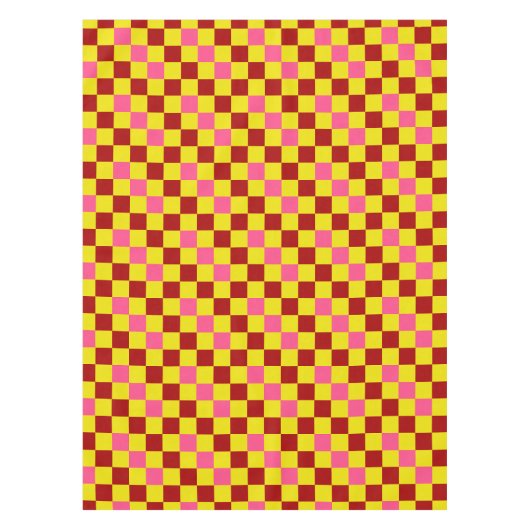 Red Yellow Pink Checkered Pattern Design  テーブルクロス (正面)