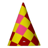 Red Yellow Pink Checkered Pattern Design  パーティーハット (右)