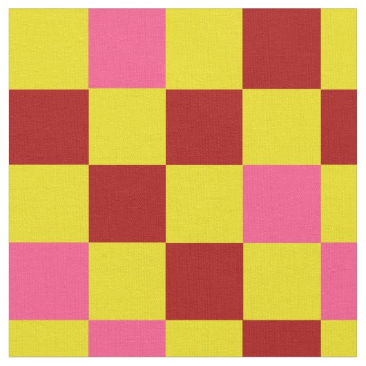 Red Yellow Pink Checkered Pattern Design  ファブリック (クローズアップ)