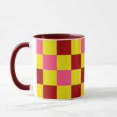 Red Yellow Pink Checkered Pattern Design  マグカップ (左)