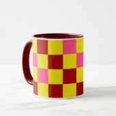 Red Yellow Pink Checkered Pattern Design  マグカップ (正面左)