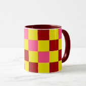 Red Yellow Pink Checkered Pattern Design  マグカップ (正面右)