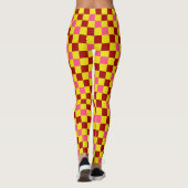 Red Yellow Pink Checkered Pattern Design  レギンス (裏面)