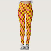 Red Yellow Pink Checkered Pattern Design  レギンス (正面)