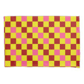 Red Yellow Pink Checkered Pattern Design  枕カバー (正面)