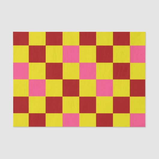 Red Yellow Pink Checkered Pattern Design  薄葉紙 (正面)