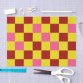 Red Yellow Pink Checkered Pattern Design  薄葉紙 (クラフト)