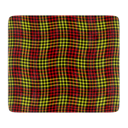 Red Yellow Plaid Checker Seamless Pattern カッティングボード (正面)