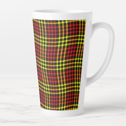 Red Yellow Plaid Checker Seamless Pattern カフェラテマグ (右)