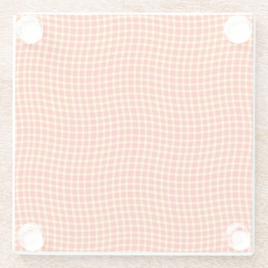 Red Yellow Plaid Checker Seamless Pattern ガラスコースター (裏面)