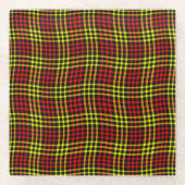 Red Yellow Plaid Checker Seamless Pattern ガラスコースター (正面)