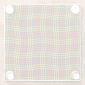 Red Yellow Plaid Checker Seamless Pattern ガラスコースター (裏面)