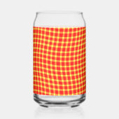 Red Yellow Plaid Checker Seamless Pattern ガラス缶 (正面)