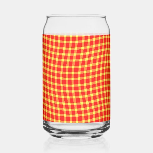 Red Yellow Plaid Checker Seamless Pattern ガラス缶 (裏面)
