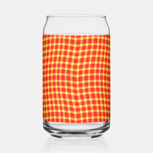 Red Yellow Plaid Checker Seamless Pattern ガラス缶 (右)