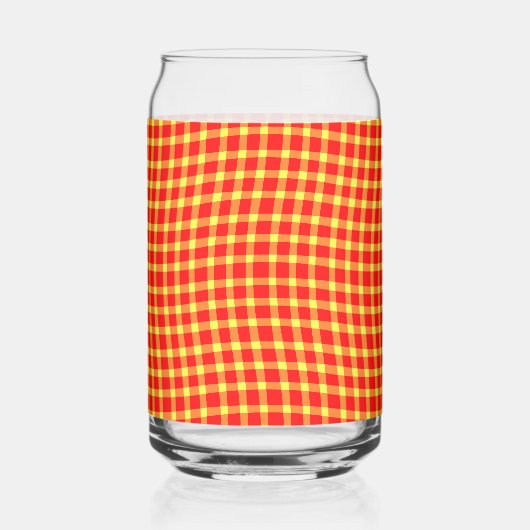 Red Yellow Plaid Checker Seamless Pattern ガラス缶 (左)