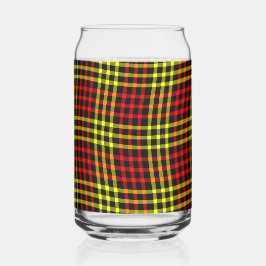 Red Yellow Plaid Checker Seamless Pattern ガラス缶
