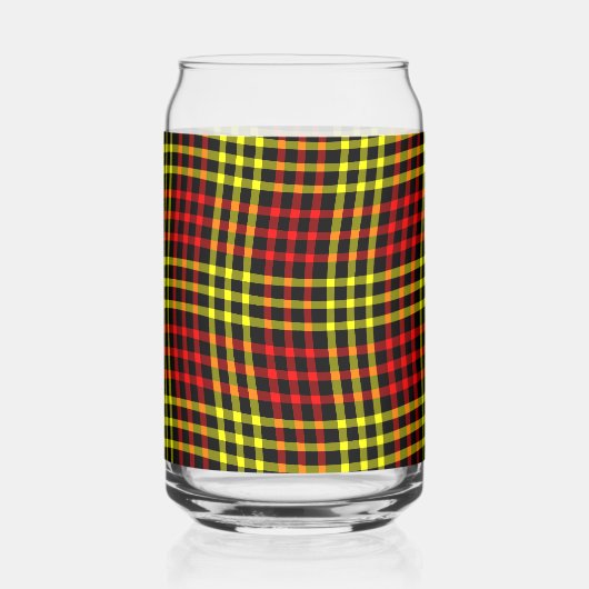 Red Yellow Plaid Checker Seamless Pattern ガラス缶 (正面)