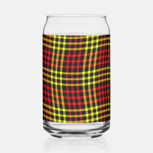 Red Yellow Plaid Checker Seamless Pattern ガラス缶 (裏面)