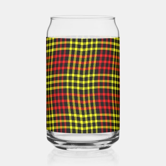 Red Yellow Plaid Checker Seamless Pattern ガラス缶 (右)