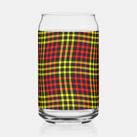 Red Yellow Plaid Checker Seamless Pattern ガラス缶 (左)