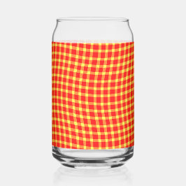 Red Yellow Plaid Checker Seamless Pattern ガラス缶
