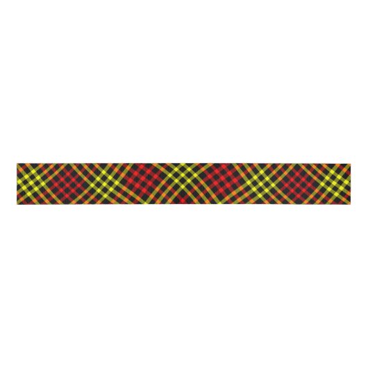 Red Yellow Plaid Checker Seamless Pattern グログランリボン (正面)