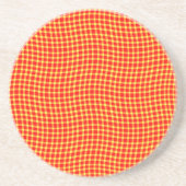 Red Yellow Plaid Checker Seamless Pattern コースター (正面)