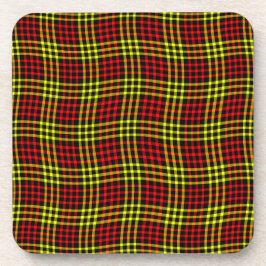 Red Yellow Plaid Checker Seamless Pattern コースター