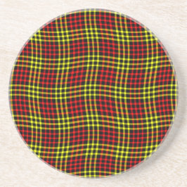 Red Yellow Plaid Checker Seamless Pattern コースター