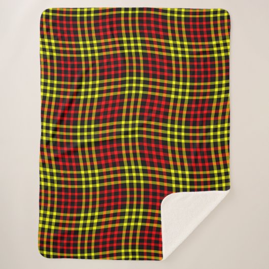 Red Yellow Plaid Checker Seamless Pattern シェルパブランケット (正面)