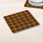 Red Yellow Plaid Checker Seamless Pattern スクエアペーパーコースター (アングル)