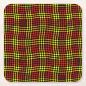 Red Yellow Plaid Checker Seamless Pattern スクエアペーパーコースター (正面)