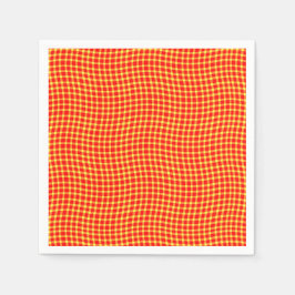 Red Yellow Plaid Checker Seamless Pattern スタンダードカクテルナプキン