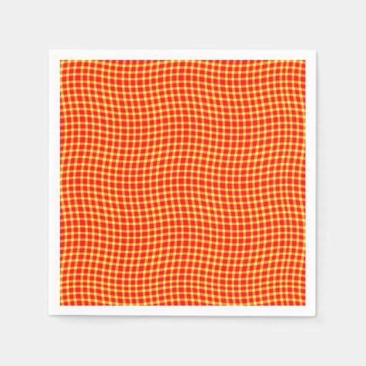 Red Yellow Plaid Checker Seamless Pattern スタンダードカクテルナプキン (正面)