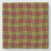 Red Yellow Plaid Checker Seamless Pattern ストーンコースター (正面)