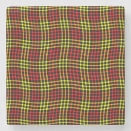 Red Yellow Plaid Checker Seamless Pattern ストーンコースター