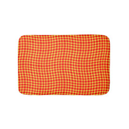 Red Yellow Plaid Checker Seamless Pattern バスマット