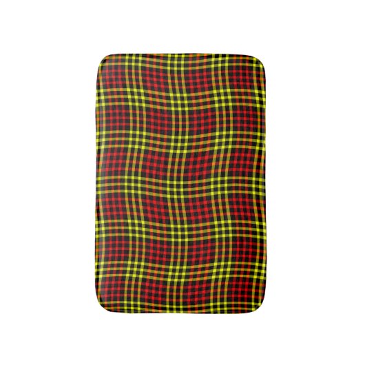 Red Yellow Plaid Checker Seamless Pattern バスマット (正面縦)