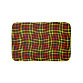 Red Yellow Plaid Checker Seamless Pattern バスマット