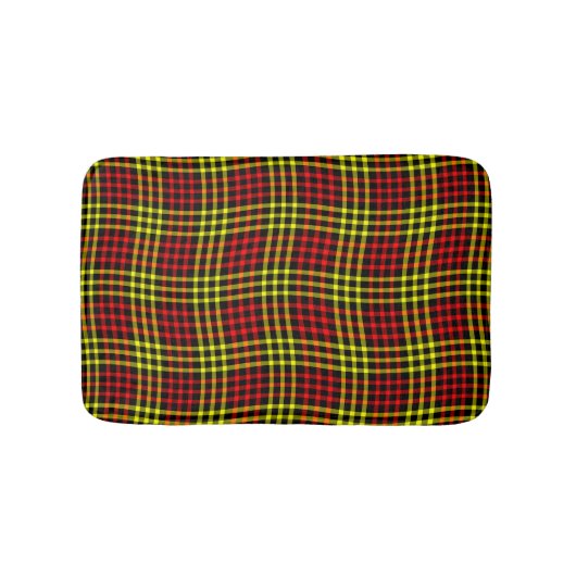 Red Yellow Plaid Checker Seamless Pattern バスマット (正面)