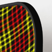 Red Yellow Plaid Checker Seamless Pattern ピックルボールラケット (左詳細)