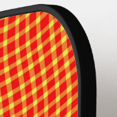 Red Yellow Plaid Checker Seamless Pattern ピックルボールラケット (左詳細)