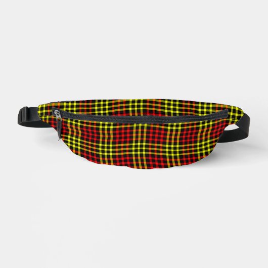 Red Yellow Plaid Checker Seamless Pattern ファニーパック (正面)