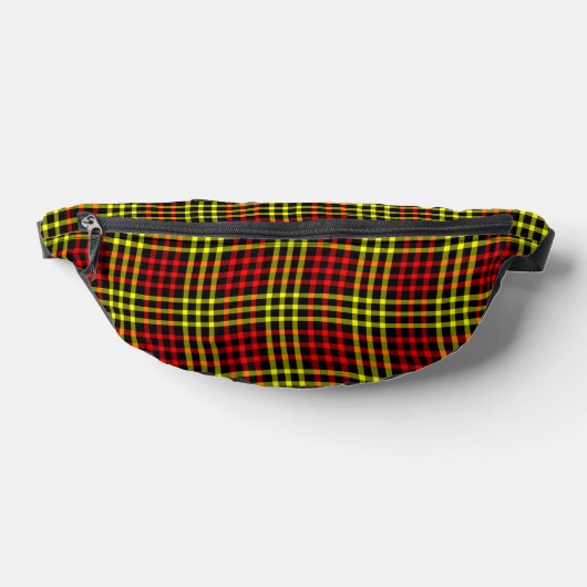 Red Yellow Plaid Checker Seamless Pattern ファニーパック (レイダウン)