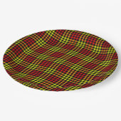 Red Yellow Plaid Checker Seamless Pattern ペーパープレート (アングル)